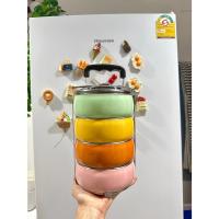 ราคา B-6-2-2 ปิ่นโตเก็บความร้อน 4ชั้น ปิ่นโตสแตนเลสทรงกลมคละสี 14cm ราคาพิเศษ (21879609031)