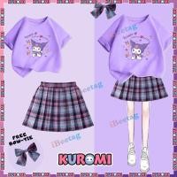 ราคา เสื้อยืด ผ้าฝ้าย พิมพ์ลายการ์ตูน Sanrio Kuromi Melody Cinnamoroll และ JK ลายสก๊อต พร้อมโบว์ผูก 2 ชิ้น (24020007284)