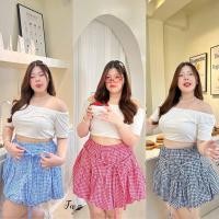 ราคา /FB/ กระโปรงบอลลูน สาวอวบ ผ้าทอลายสก็อต ผูกโบว์ น่ารักมาก #เสื้อผ้าไซส์ใหญ่ สาว อ้วน พลัสไซส์ (28523817268)