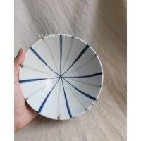 ราคา สินค้ามือสอง ชามก๋วยเตี๋ยวเซรามิคเคลือบ สีขาวเพ้นลายเส้นสีน้ำเงิน+น้ำตาล (9231139047)