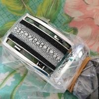 ราคา เข็มขัดหนังปลากระเบน 1.3×48นิ้วสีดำ genuine stingray belt (3857920313)