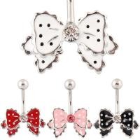 ราคา จิวสะดือแบบหนีบ จิวสะดือเงินแท้ Body Piercing Oil Dripping Medical Steel Belly Button Nail Bow (47304319545)