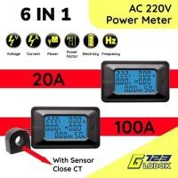 ราคา วัตต์ KWH Meter Power Monitor Digital LCD Power 20A 100A วัตต์ Ampere แอมป์มิเตอร์ 6 in 1 AC 220V Close CT (41176366759)