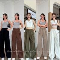 ราคา กางเกงขายาวทรงกระบอก(SU104) จีบทวิสหน้า ผ้าLILLYผ้าพลิ้วทิ้งตัว ซิปหน้าตะขอหน้า เอวสุง เก็บทรงสวย แมทช์ได้ทุกลุค�พร้อมส (29121041847)