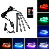 ราคา ไฟส่องเท้า LED ปรับตามจังหวะเพลงได้ ปรับแสงสว่างได้ และโหมดกระพริบได้12v 4แท่งมีเฉพาะหัวเสียบจุดบุหรี่ (26585227691)