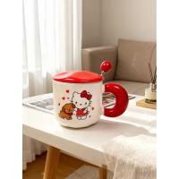 ราคา แก้วกาแฟดํา แก้วเซรามิค การ์ตูนน่ารักคิตตี้แมวหมีแก้วเซรามิกที่มีฝาปิดช้อนถ้วยน้ําถ้วยกาแฟมูลค่าสูงถ้วยอาหารเช้า (49903868085)