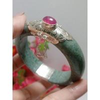 ราคา กำไลหยกพม่าแท้ ครอบเงินแท้ประดับทับทิม (13723021964)