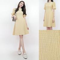 ราคา ส่งต่อ เดรสสั้น เดรสสีเหลือง แขนจั๊ม คอกลม slyq size s (13298027657)