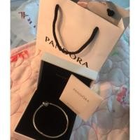 ราคา Used PANDORA bracelet silver heart clasp size18 แพนดอร่า แท้100% (1937786634)