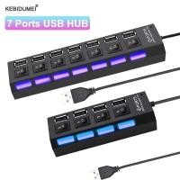 ราคา USB 2.0 Hub Multi USB Splitter Ports Hub ใช้อะแดปเตอร์ไฟ 7 พอร์ตหลาย Expander Hub พร้อมสวิตช์ 30 ซม.สําหรับ Home (41008965913)