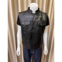 ราคา เสื้อกั๊กหนังแท้สีดำbiker #เสื้อกั๊กหนังแท้ (17982059304)