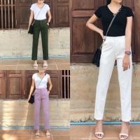 ราคา กางเกง7ส่วน ผ้าโรเชฟ ซิบหน้า ตีเกร็ดหน้าผ้าหนาสีขาวsize s (5751439898)