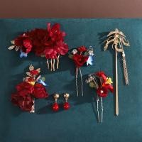 ราคา เครื่องประดับผมสไตล์จีนโบราณสีแดง พร้อมเส้นผมและหัวเก๋ๆ สำหรับเจ้าสาวในชุดเชียงแซ่มและฮันฟู (46854151507)