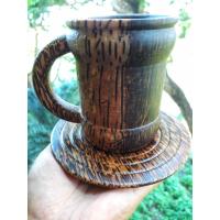 ราคา แก้วเบียร์ไม้มีหูจับทำจากไม้ตาล พร้อมถาดรอง(สีไม้ธรรมชาติ) (2320057821)