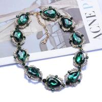 ราคา Green Red Champagne Large Glass Crystal Statement Choker Neckalce Women Fashion Wedding Bridal Large Collar Necklace Jew (28611712190)