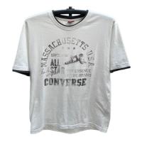 ราคา เสื้อยืด คอกลม สีขาว แขนสองชั้น คอสองชั้น แบรนด์ Converse มือสอง (Size L) (29974379872)
