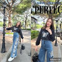 ราคา (มี S)ป้าย Valley girl ชุดเข้าเซทผีเสื้อ กางเกงยีนส์ขายาวแต่งผีเสื้อ+เสื้อครอปแขนยาวมีฮู้ดสวยมากๆ (24205411875)