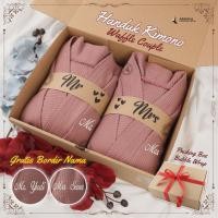 ราคา กิโมโนวาฟเฟิลผ้าขนหนูคู่ฟรีที่กําหนดเองเย็บปักถักร้อยชื่อแต่งงานขัดขวางคู่ผ้าขนหนูเสื้อผ้าชุดกล่อง (41377531451)
