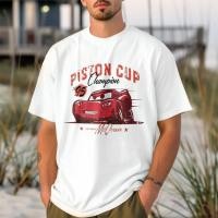 ราคา เสื้อยืดโอเวอร์ไซส์พร้อม Lightning McQueen Car Kingdom Lightning McQueen Pixar Cars เสื้อยืดคอตตอน S-5XL (42415226380)