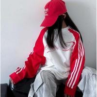 ราคา [KeDaYa] พร้อมส่ง เสื้อแขนยาวเกาหลีสไตล์ KPOP, เสื้อวินเทจสีแดงอเมริกัน, y2kแฟชั่น ชุดเต้นเด็กผู้หญิง ชุดฮิปฮอปสำหรับเด็กผู้หญิง (26286013545)