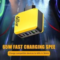 ราคา 3C Multifuntional 65W อะแดปเตอร์ชาร์จติดผนัง USB Type C 6 พอร์ตพลังงานอัจฉริยะ (53904707848)