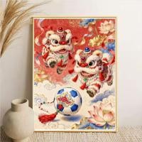 ราคา ปักครอสติสสไตล์ใหม่สิงโตปลุกฟุตบอลกีฬาวิญญาณคู่สิงโตเล่นบอลชุดงานรื่นเริงตกแต่งมือเย็บปักถักร้อย (41628151749)