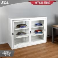 ราคา [จัดส่งพร้อมติดตั้งฟรี] KOL ตู้เหล็กบานเลื่อนกระจก4ฟุตพร้อม 2 แผ่นชั้นปรับระดับได้และกุญแจ (41862535413)