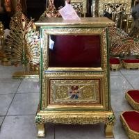 ราคา ตู้รับบริจาค กล่องบริจาค ตู้บริจาค สีทอง ตู้บริจาคไม้ ขนาด 26x44x63 cm.ออกแบบสวยงาม แข็งแรงทนทาน Donation Box (18537687655)