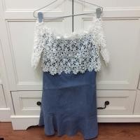 ราคา เดรสสียีนส์ ปาดไหล่ลูกไม้ (2362326104)