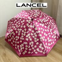 ราคา ร่มญี่ปุ่นมือสอง ร่มพับ 2 ตอน สีชมพู ลายดอกขาว แบรนด์ LANCEL (44450883836)