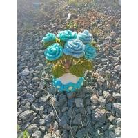 ราคา ดอกกุหลาบไหมพรม สีฟ้า ,ดอกกุหลาบน่ารักงานถัก (25436595314)