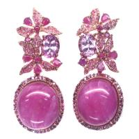 ราคา ต่างหูพลอยแท้ ทับทิม สีชมพู 20 x 23 mm. และ โทปาส ล้อม โกเมนชมพู แซฟไฟร์ เงินแท้ 925 ชุบนาค (rose g (26413715286)