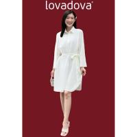 ราคา โลวาโดวา เดรสเชิ้ตแขนยาวสีขาวพร้อมเข็มขัดผ้าลินิน จีดี0902 (44226194963)