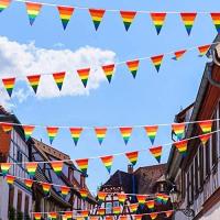 ราคา ธงราวสามเหลี่ยม ธงราวสีรุ้ง ธงราว ธงสามเหลี่ยม ธงหลากสี Rainbow LGBT PRIDE Pennant Pendant Bunting String Flag Deco (21746701356)