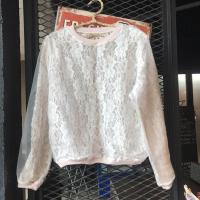 ราคา เสื้อแขนยาวลูกไม้ผสมผ้าแก้วซีทรู (7454297509)