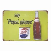 ราคา ป้ายสังกะสีวินเทจ Say Pepsi, Please, ขนาด 20x30 ซม. (6916676395)