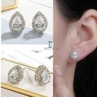 ราคา ต่างหูหยดน้ำล้อมเพชร เพชรCZแท้ (23928576303)