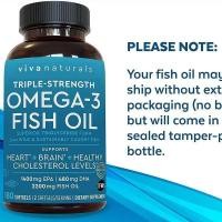 ราคา Viva Naturals Triple Strength Omega 3 Fish Oil Supplement 2500 mg Fish Oil with Re-Esterified 180 Softgels-MA (49101645428)