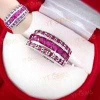 ราคา แหวนแถว ทับทิม แหวนเงินแท้ รมดำ พลอยทับทิมชาตั้ม YTG-4503 (9521108147)