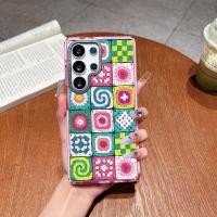 ราคา RetroยายQuadrateโครเชต์เข็มสีสําหรับGalaxy S23 S24FE S23ULTRA S24ULTRA S25ULTRAฝาครอบA54 A55 A56 S24 S25 S23Plusสีซิลิโคนนุ่มกันชนกันกระแทก (44324618751)