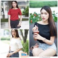 ราคา เสื้อคอปาดผ้าคอตตอนป้ายTOPSHOP (8048068800)