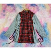 ราคา แบรนด์ OPAIN size M-L เสื้อเชิ้ตตัวยาวคลุมสะโพกผ้าไหมพรมสีเทา+ลายสก๊อตสีแดงผ้าหนานุ่มค่ะ งานกระดุมหน้า มีสายผูกเอวด้านห (26375581642)