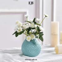 ราคา แจกันดอกไม้เซรามิก / ดอกไม้ประดิษฐ์พร้อมแจกันเซรามิกสีขาว EB รับประทานอาหาร (42614709485)