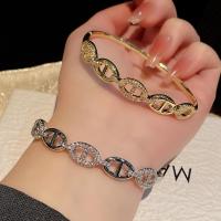 ราคา สร้อยข้อมือสุภาพสตรีสไตล์ใหม่ เพชรสังเคราะห์ โค팅ทองเหลืองElectroplating Gold 18K สำหรับของขวัญหรูหรา (46004114059)