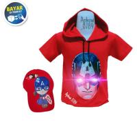 ราคา 2-in-1 Captain America HOODIE และแพ็คเกจหมวก LED กัปตันอเมริกา (45653971017)