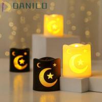 ราคา DANILO 4 ชิ้น Eid Mubarak เทียนไร้เปลวไฟ, แบตเตอรี่ดําเนินการ Star Moon Design ไฟเทียน LED, Creative Crescent Moon Shape แสงอบอุ่นรูปกระบอก Eid Mubarak โคมไฟเดสก์ท็อป (42878264650)