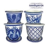 ราคา กระถางต้นไม้แบบกลมขนาด 9 นิ้ว กระถางต้นไม้เซรามิค กระถางธูปเซรามิค กระถางเซรามิคลายคราม ทองเจริญเซรามิค (8057820794)