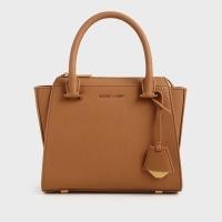 ราคา พร้อมส่ง Charles & Keith Structured Trapeze Bag - Cognac (16987348518)
