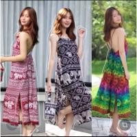 ราคา (ร้านค้าส่งไว) เดรสสายเดี่ยว หลังไขว้ ลายช้าง ผ้าสปันไทย พริ้วบางใส่สบาย พร้อมส่ง (26166333302)