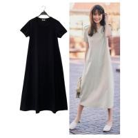 ราคา DS66 ชุดเดรสมินิมอล Uniqlo ALRism สีดำชาโคล ไซส์ L อก38“ ทรงเอ ผ้านิ่มใส่สบาย (42808588531)